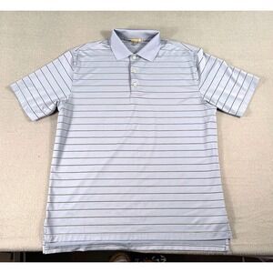 Peter Millar‎ Summer Comfort Golf Polo Shirt Men L Blue Stripe Country Club Prep